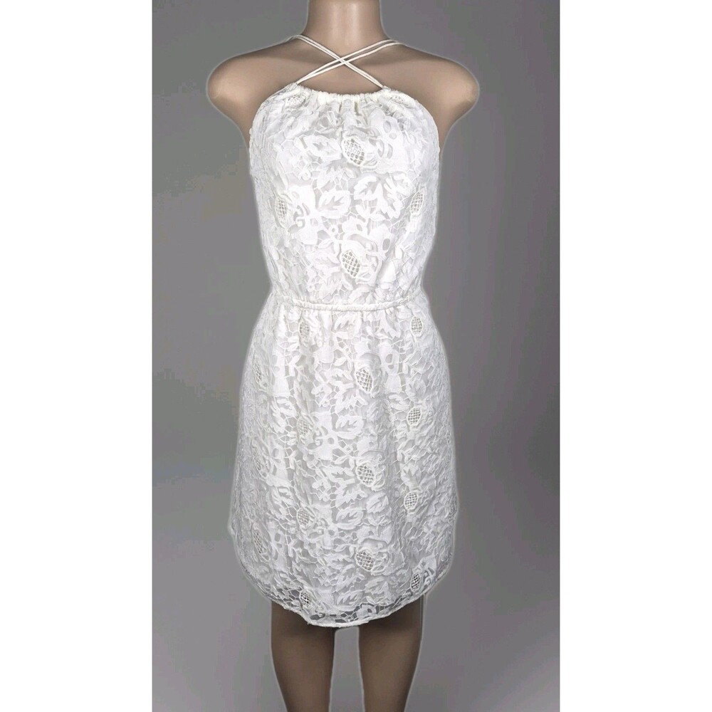 H&M White Lace Dress Strappy A Line Mini Sundress Boho Cottagecore EU 36 US 6